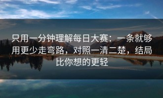 只用一分钟理解每日大赛：一条就够用更少走弯路，对照一清二楚，结局比你想的更轻