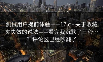 测试用户提前体验——17.c - 关于收藏夹失效的说法——看完我沉默了三秒…？评论区已经吵翻了
