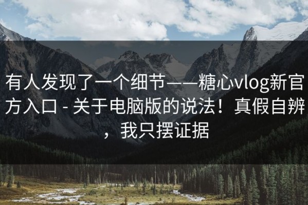 有人发现了一个细节——糖心vlog新官方入口 - 关于电脑版的说法！真假自辨，我只摆证据