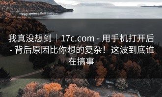 我真没想到｜17c.com - 用手机打开后 - 背后原因比你想的复杂！这波到底谁在搞事